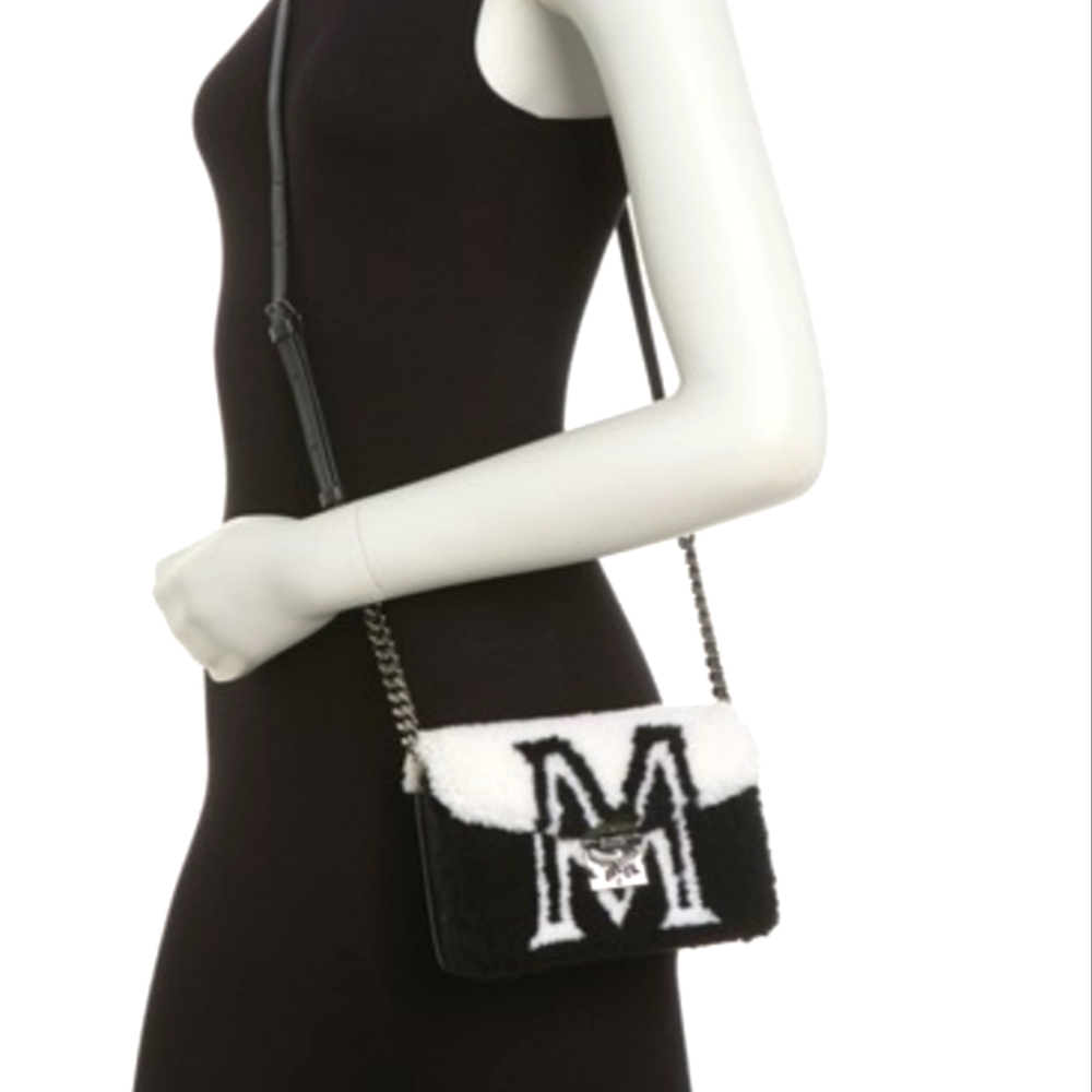 MCM Black and White Crossbody Bag with Sleek Design